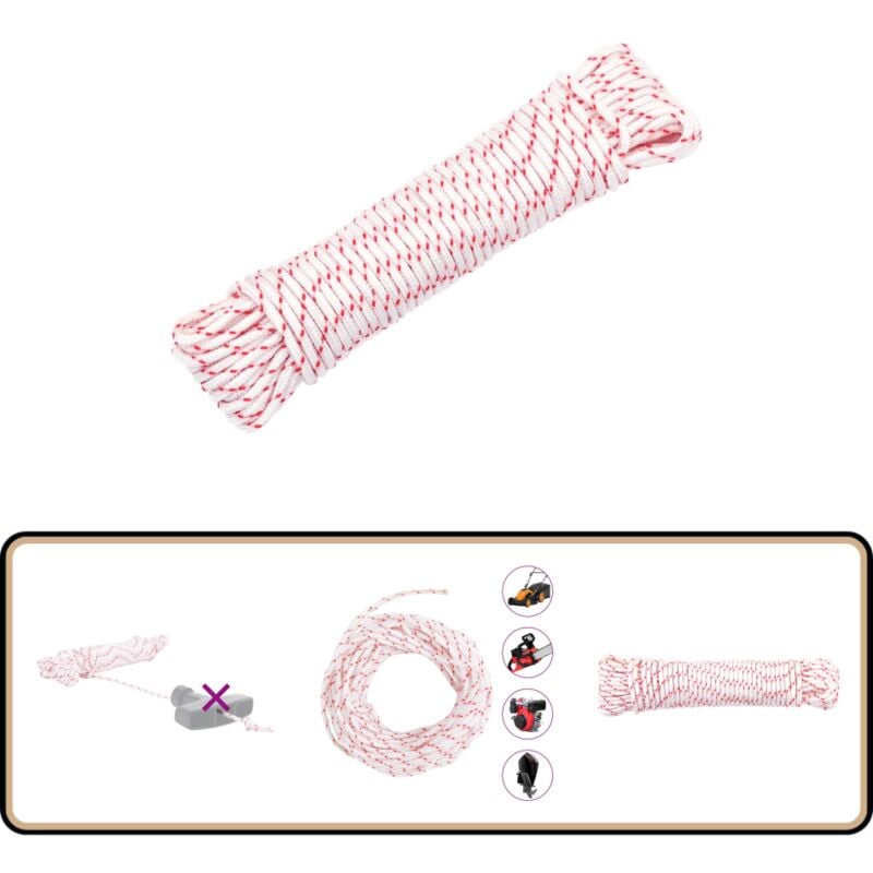 Cordon de démarrage à tirer blanc et rouge Ø3 mm 10 m nylon - Vidaxl