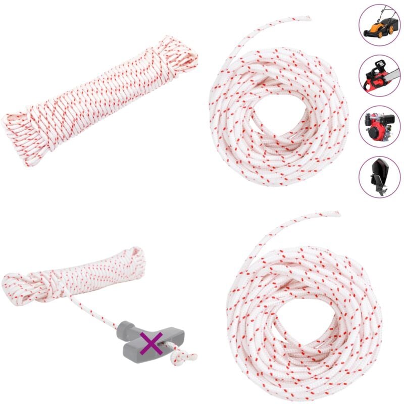 Cordon de démarrage à tirer blanc et rouge Ø5 mm 10 m nylon - Vidaxl