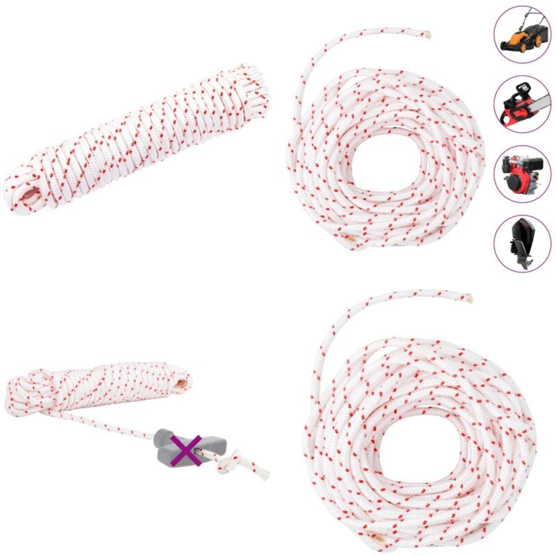 Cordon de démarrage à tirer blanc et rouge Ø6 mm 10 m nylon - Vidaxl