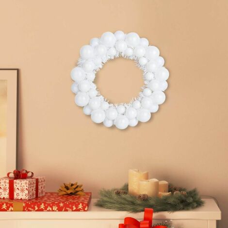 vidaXL Corone di Palline di Natale 2 pcs Bianco 33 x 33 x 7 cm