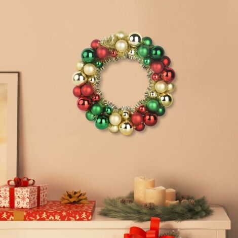vidaXL Corone di Palline di Natale 2 pcs Multicolore 33 x 33 x 7 cm