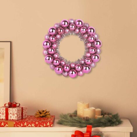 vidaXL Corone di Palline di Natale 2 pcs Rosa 33 x 33 x 7 cm