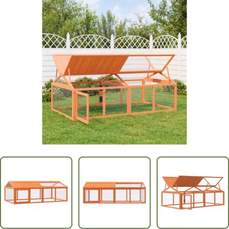 vidaXL Corral para animales -  Corral de madera maciza pino marrón 200x112,5x74 cm