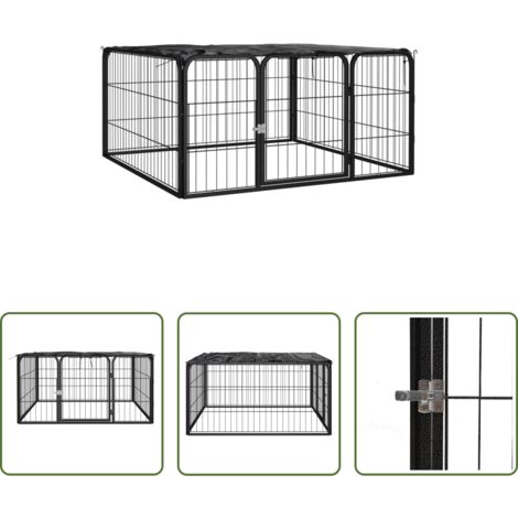 vidaXL Corral para cachorros -  Corral para perros 4 paneles acero con recubrimiento en polvo