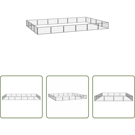 vidaXL Corral para cachorros -  Jaula perros 20 paneles acero recubierto polvo negro 100x50 cm