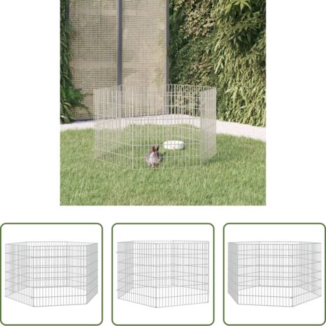 vidaXL Corral para mascotas -  Recinto animales corral 6 paneles hierro galvanizado 54x60 cm