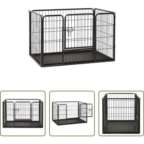 vidaXL Corral para perros exterior -  Corral para perros cachorros acero 91,5x59x61 cm