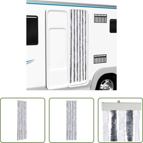 vidaXL Cortina de chenilla -  Cortina mosquitera de chenilla gris y blanca 56x185 cm