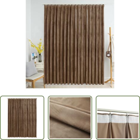 vidaXL Cortina de fieltro -  Cortina opaca con ganchos terciopelo beige 290x245 cm