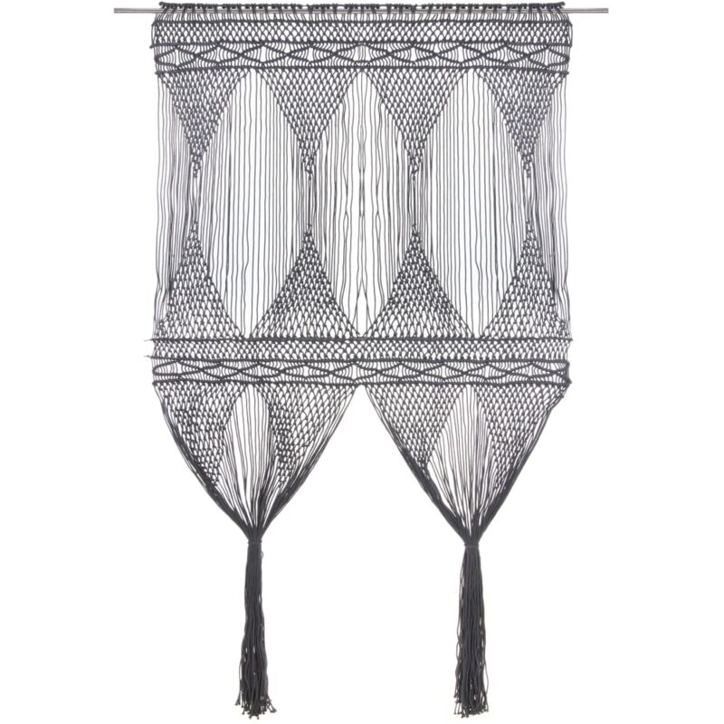 

vidaXL Cortina de macramé algodón gris antracita 140x240 cm - Antracita