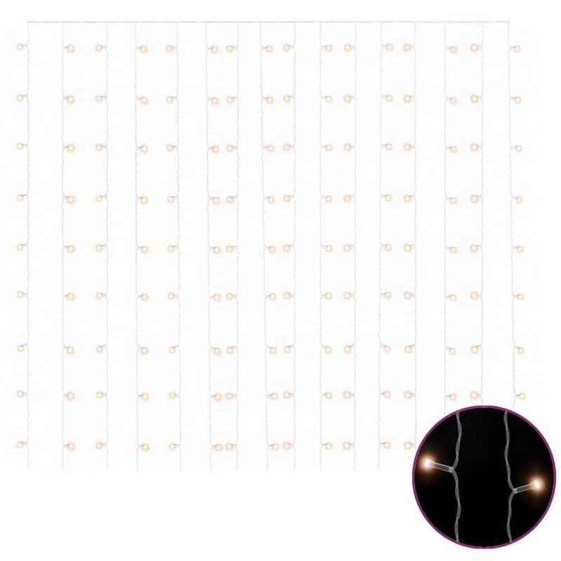 

Cortina LED luces de hadas 8 función 3x3m 300 LED blanco cálido - Blanco - Vidaxl