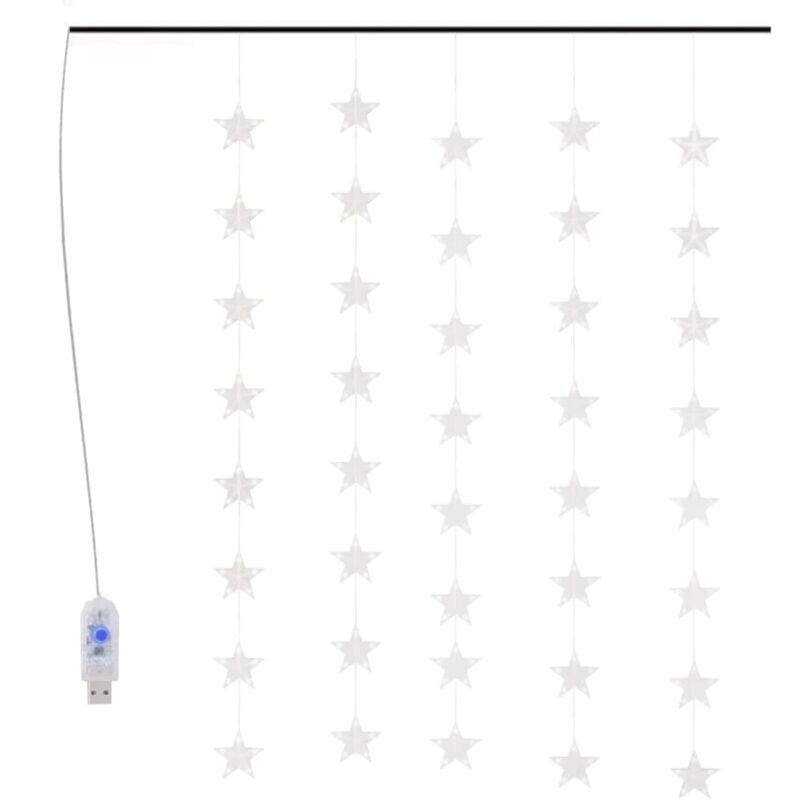 

Cortina luces de hadas estrella 8 función 200 LED blanco cálido - Blanco - Vidaxl