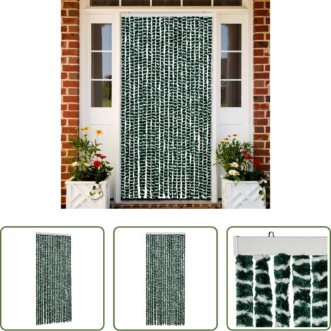 vidaXL Cortina para insectos -  Cortina mosquitera chenilla verde y blanco 90x220 cm