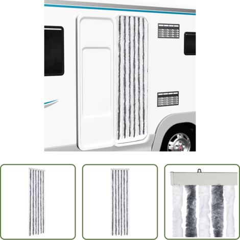 vidaXL Cortina para insectos -  Cortina mosquitera gris y blanco chenilla 56x200 cm