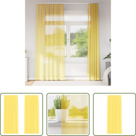 vidaXL Cortinas amarillas -  Cortinas de gasa con bolsillos para varillas 2 uds. amarillo