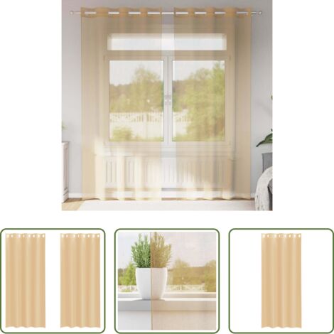 vidaXL Cortinas arena -  Cortinas de gasa con ojales 2 uds arena