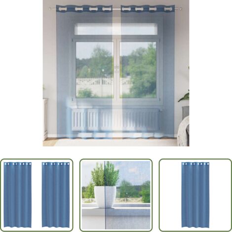 vidaXL Cortinas azul real -  Cortinas de gasa con ojales 2 uds azul real
