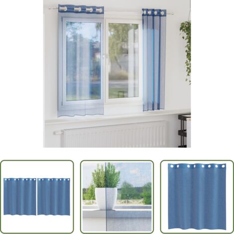 vidaXL Cortinas azul real -  Cortinas de gasa con ojales 2 uds azul real