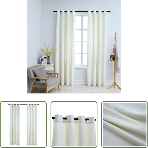 vidaXL Cortinas con anillos -  Cortinas opacas con anillas 2 uds terciopelo crema 140x175 cm
