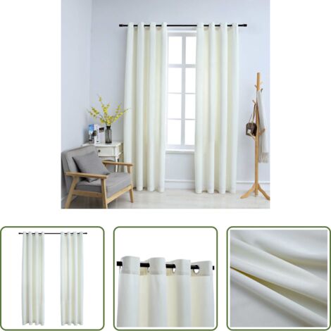 vidaXL Cortinas con anillos -  Cortinas opacas con anillas 2 uds terciopelo crema 140x225 cm