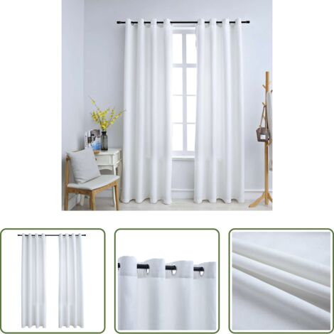 vidaXL Cortinas con aros -  Cortinas opacas anillas de metal 2 pzas blanco crudo 140x225 cm