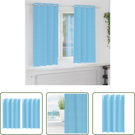 vidaXL Cortinas con aros -  Cortinas Opacas con Anillas 2 pcs Azul Claro 175 x 140 cm