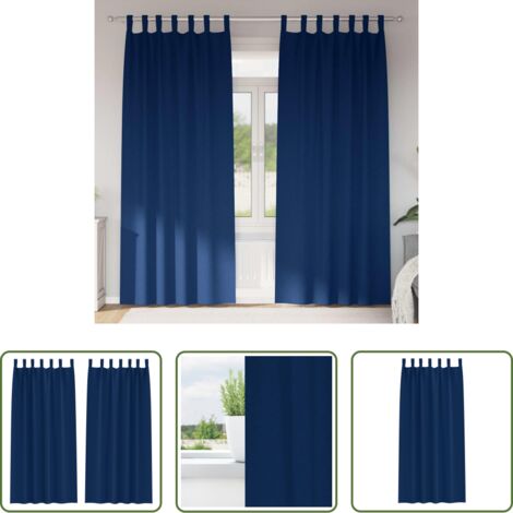 vidaXL Cortinas con aros -  Cortinas Opacas con Anillas 2 pcs Azul Oscuro 260 x 140 cm