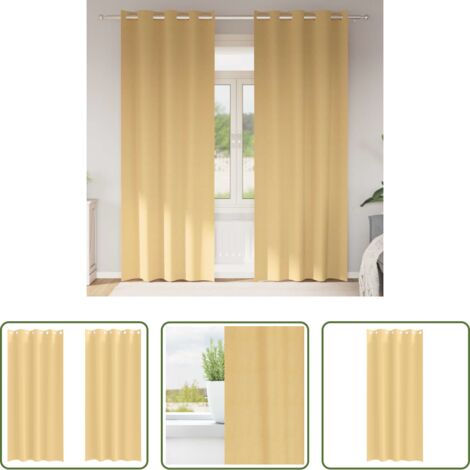 vidaXL Cortinas con aros -  Cortinas Opacas con Anillas 2 pcs Beige 245 x 140 cm Poliéster