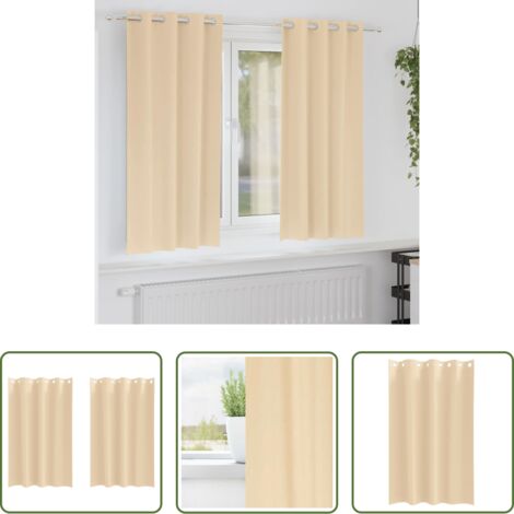 vidaXL Cortinas con aros -  Cortinas Opacas con Anillas 2 pcs Crema 175 x 140 cm Poliéster
