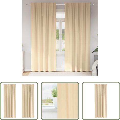 vidaXL Cortinas con aros -  Cortinas Opacas con Anillas 2 pcs Crema 225 x 140 cm Poliéster