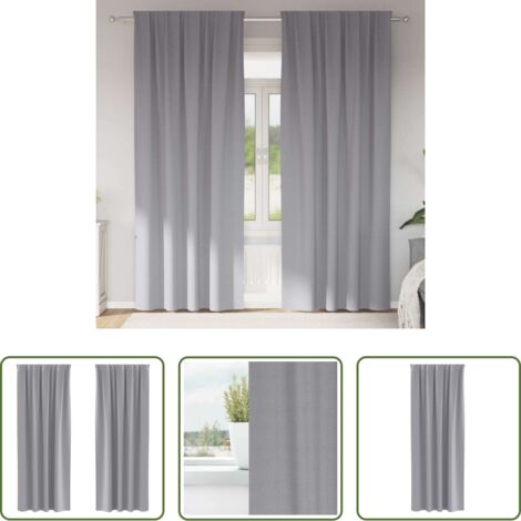 vidaXL Cortinas con aros -  Cortinas Opacas con Anillas 2 pcs Gris Claro 245 x 140 cm