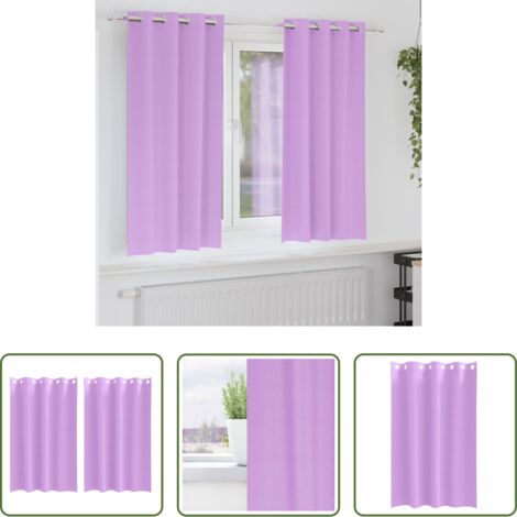 vidaXL Cortinas con aros -  Cortinas Opacas con Anillas 2 pcs Morado 175 x 140 cm Poliéster