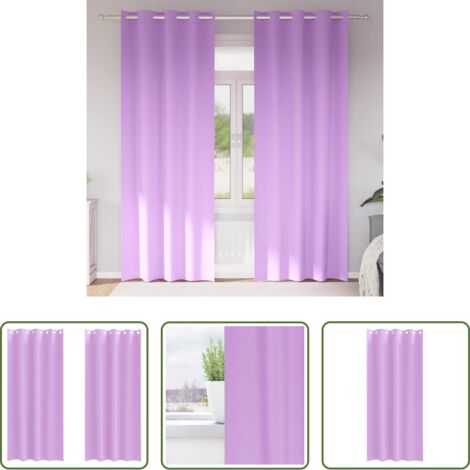 vidaXL Cortinas con aros -  Cortinas Opacas con Anillas 2 pcs Morado 245 x 140 cm Poliéster