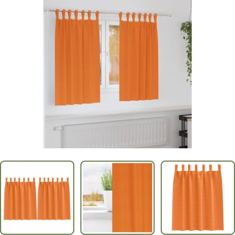 vidaXL Cortinas con aros -  Cortinas Opacas con Anillas 2 pcs Naranja Brillante