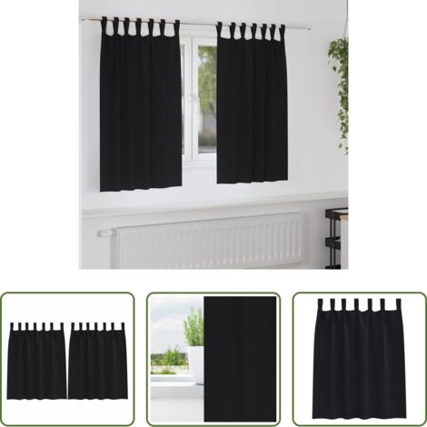 vidaXL Cortinas con aros -  Cortinas Opacas con Anillas 2 pcs Negro 140 x 140 cm Poliéster