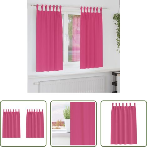 vidaXL Cortinas con aros -  Cortinas Opacas con Anillas 2 pcs Rosa Brillante 175 x 140 cm