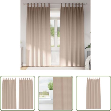 vidaXL Cortinas con aros -  Cortinas Opacas con Anillas 2 pcs Taupé 245 x 140 cm Poliéster