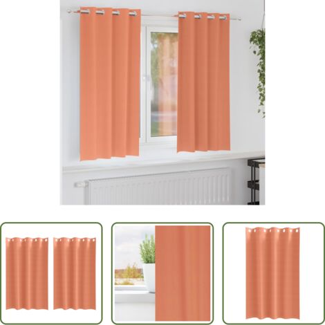 vidaXL Cortinas con aros -  Cortinas Opacas con Anillas 2 pcs Terracota 175 x 140 cm