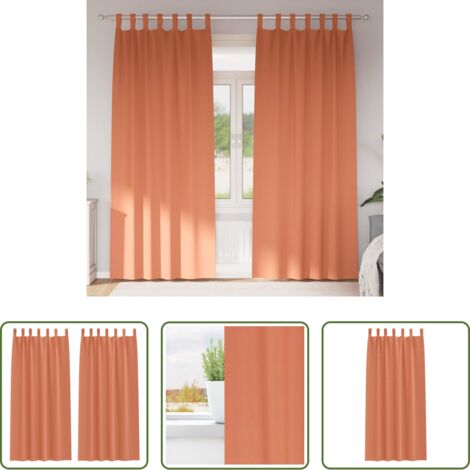 vidaXL Cortinas con aros -  Cortinas Opacas con Anillas 2 pcs Terracota 260 x 140 cm