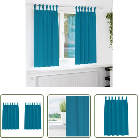 vidaXL Cortinas con aros -  Cortinas Opacas con Anillas 2 pcs Tuquesa 175 x 140 cm