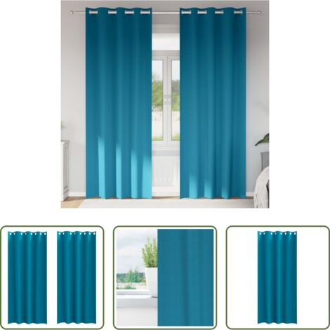 vidaXL Cortinas con aros -  Cortinas Opacas con Anillas 2 pcs Tuquesa 260 x 140 cm