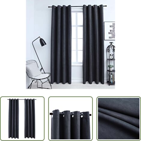 vidaXL Cortinas con aros metálicos -  Cortinas opacas con aros de metal 2 piezas antracita 140x175 cm