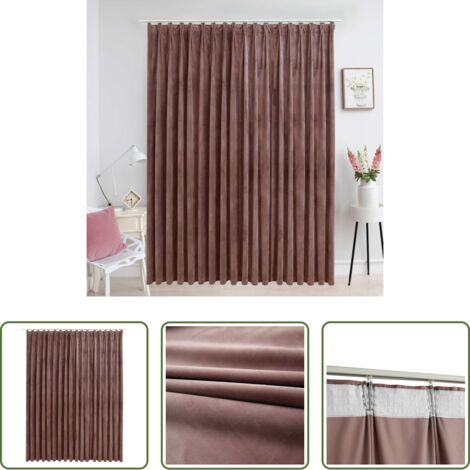 vidaXL Cortinas con ganchos -  Cortina opaca con ganchos terciopelo rosa envejecido 290x245cm