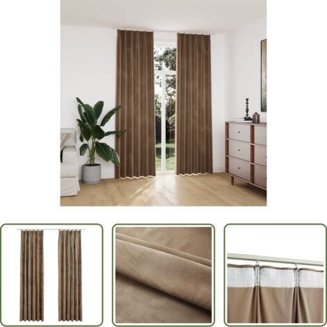 vidaXL Cortinas con ganchos -  Cortinas opacas con ganchos 2 uds terciopelo beige 140x245 cm