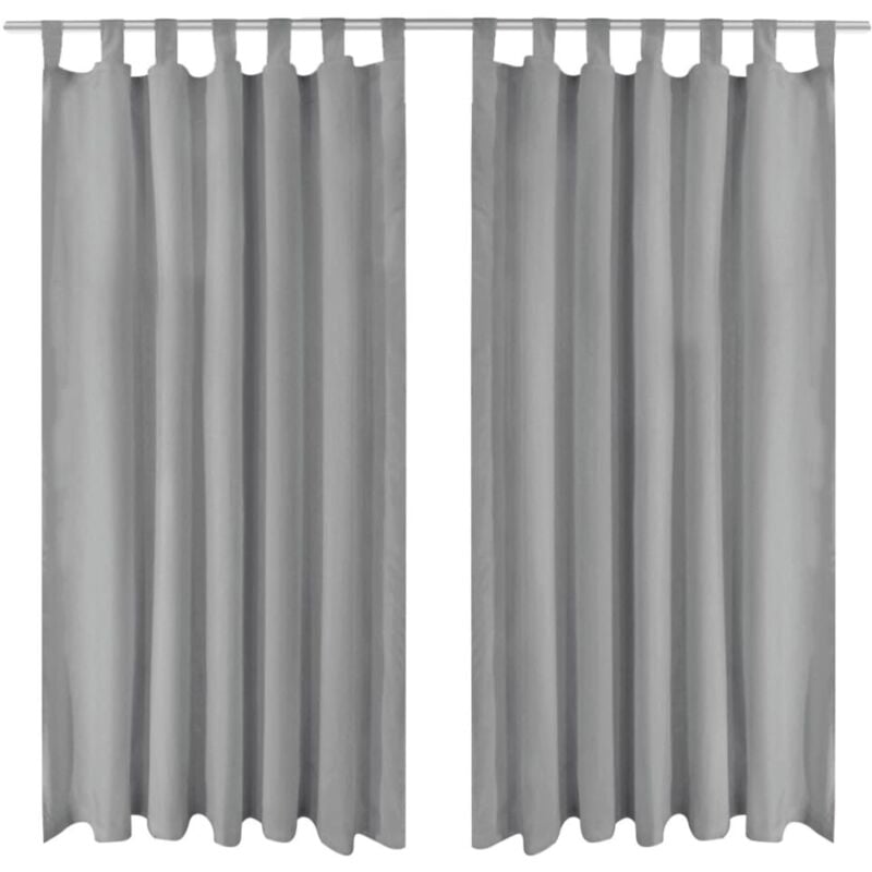 

Cortinas de micro-raso con bucles 2 unidades 140x175cm gris - Gris - Vidaxl