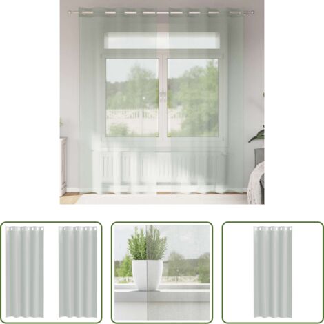 vidaXL Cortinas de poliéster -  Cortinas de gasa con ojales 2 uds gris claro 140x225 cm