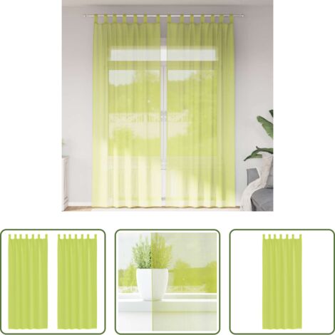 vidaXL Cortinas de poliéster -  Cortinas de gasa con trabillas 2 uds. verde manzana