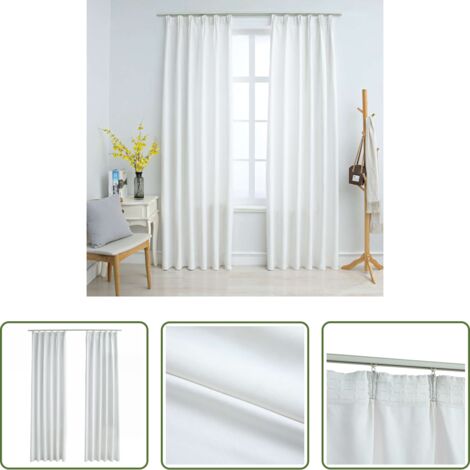 vidaXL Cortinas de poliéster -  Cortinas opacas con ganchos 2 piezas blanco crudo 140x245 cm