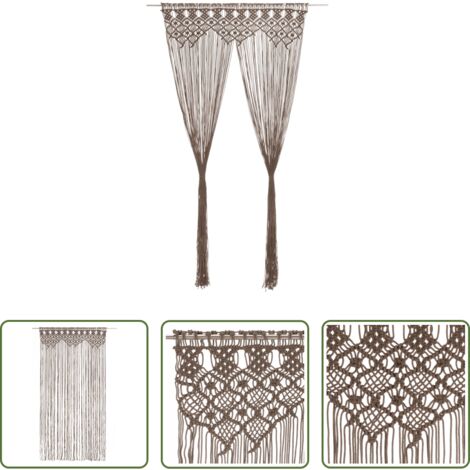 vidaXL Cortinas de puerta -  Cortina de macramé algodón gris taupé 140x240 cm