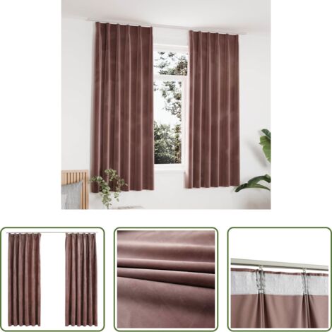 vidaXL Cortinas de vidaXL -  Cortinas opacas ganchos 2 pzas terciopelo rosa viejo 140x175 cm